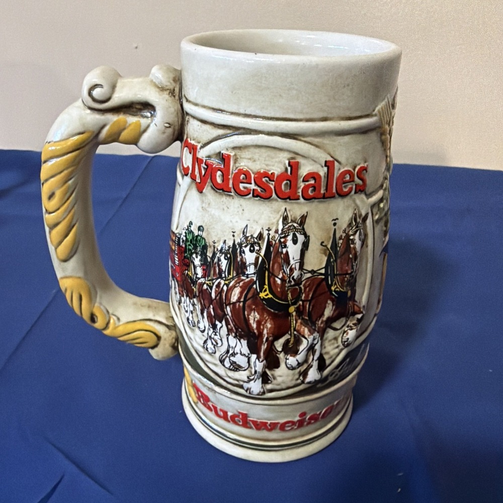 Vintage Anheuser Busch Budweiser Clydesdale Beer Stein Mug Ceramarte Brazil 1983